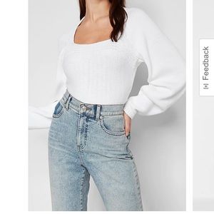 EXPRESS Square Neck Fitted Pullover Cropped Sweater XXS